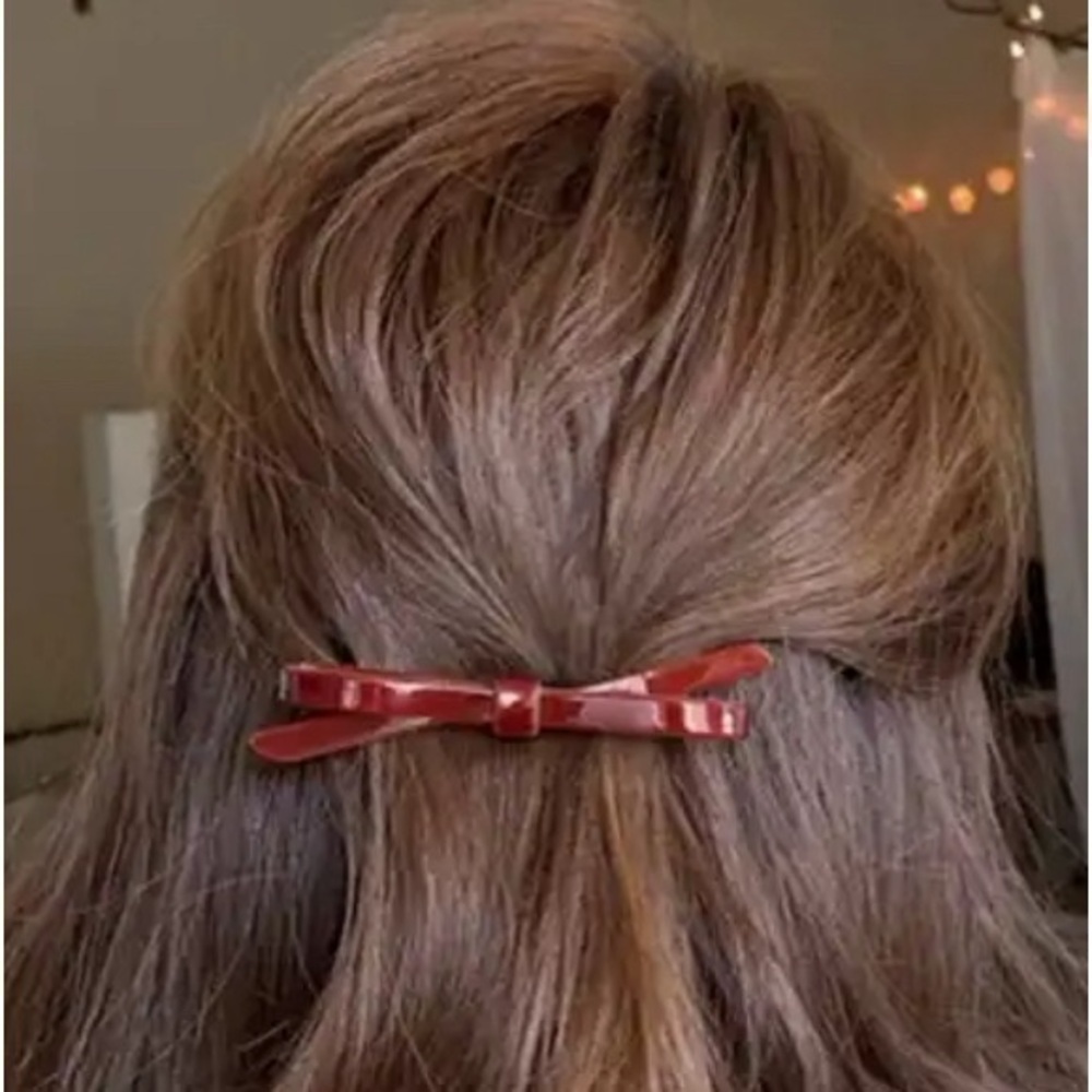 Hairclip red 🌸 Korean Hairpin Headdress Clip Side Girl's Bow